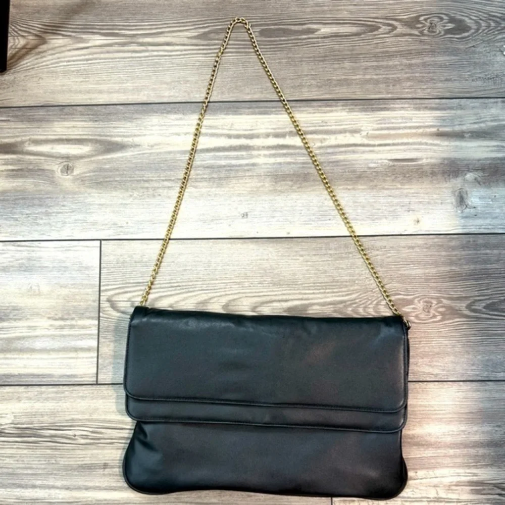 Vintage Elegant Black Chain Strap Clutch and Crossbody Bag
